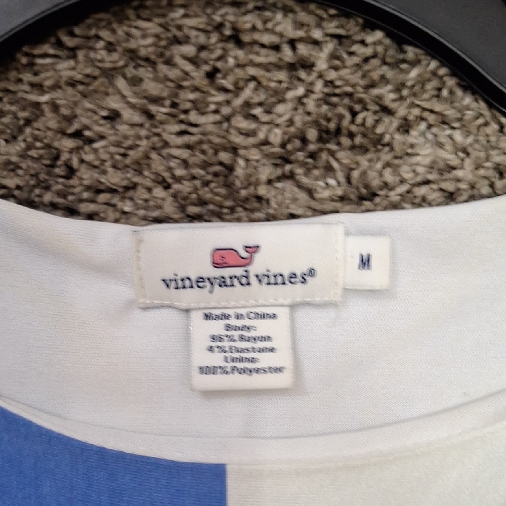 Vineyard Vines Lined Knit A-Line Tank Dress-M-Blue White - Picture 2 of 9
